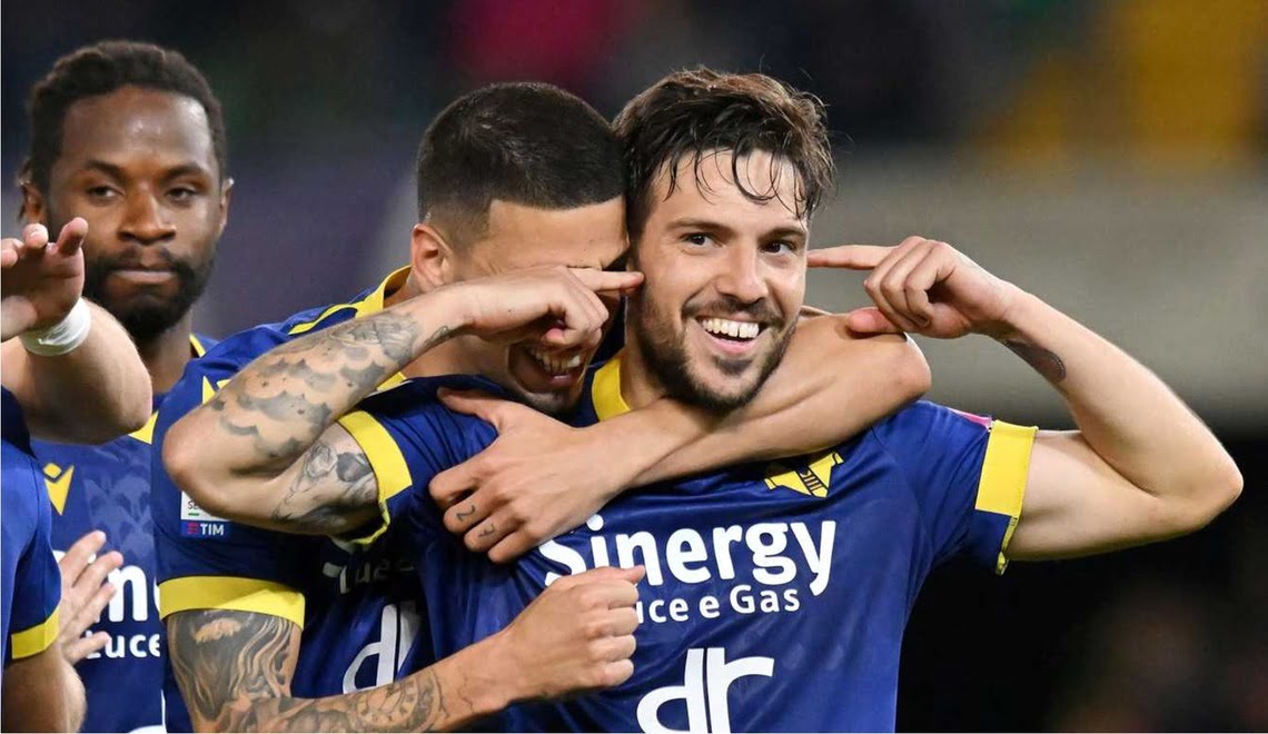 Il Verona va a vincere per un 2 a 1 contro il Bologna FC